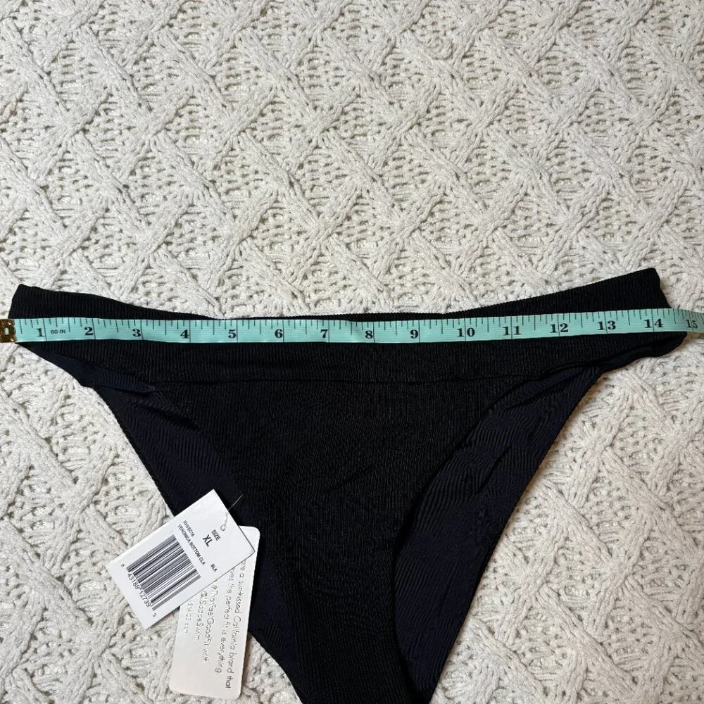 NWT‎ L*Space Veronica Bikini Bottom Black Ribbed High-Leg Swimwear Women’s XL